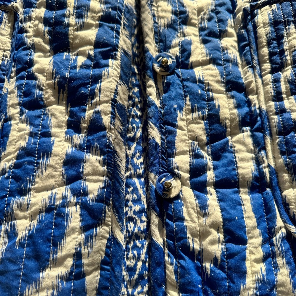 Blue and White Ikat Pattern Jacket by Anthropologie women’s size M - Picture 6 of 13
